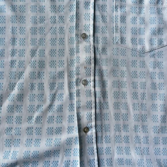 VINTAGE JC PENNEY TOWNCRAFT BUTTON DOWN LONGSLEEVE SHIRT BLUE GEOMETRIC MENS L - Picture 6 of 6